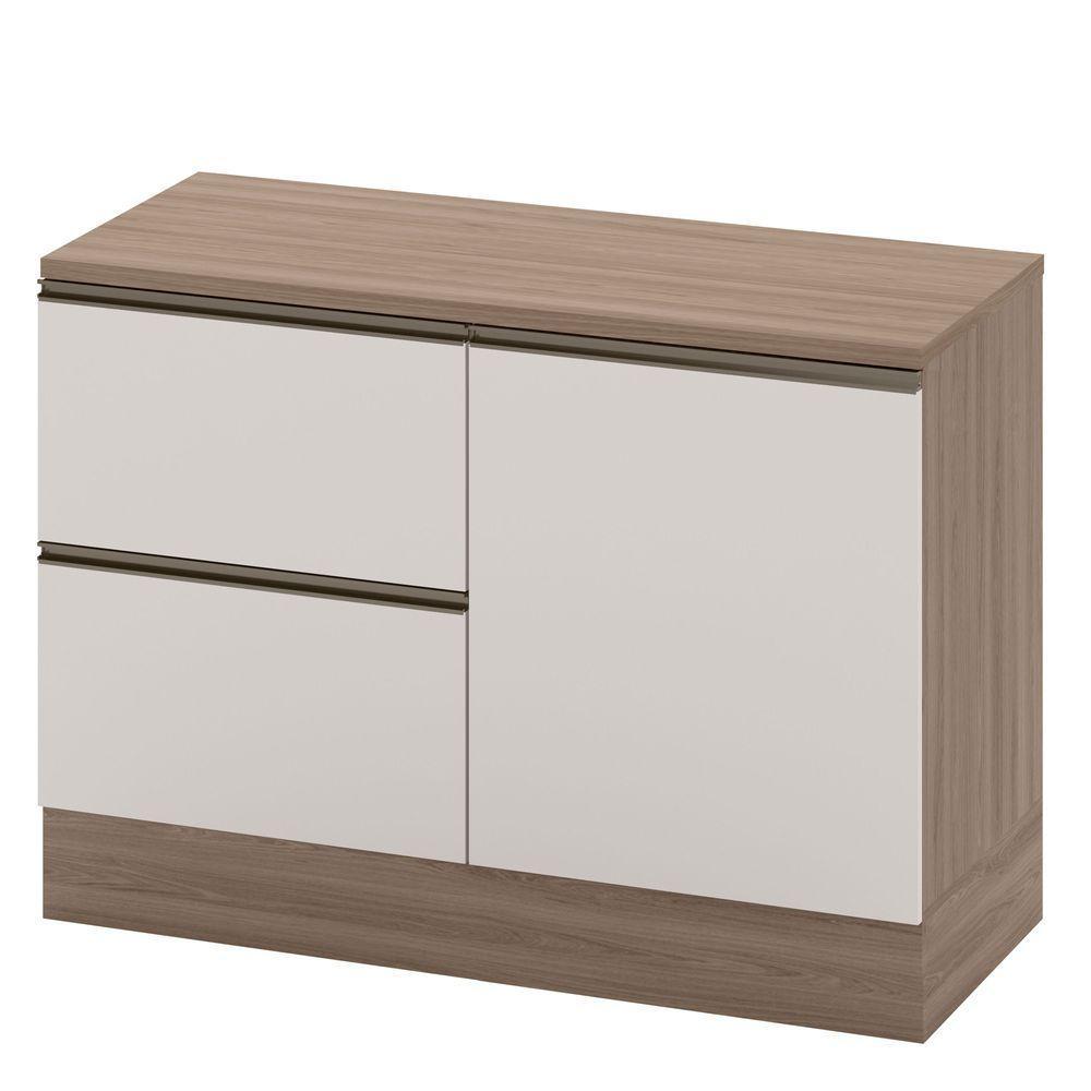 Balcão Para Cozinha 120cm Flex 1 Porta 3 Gavetas Com Tampo E Porta Talher Etna Carvalho Oak/off White - Poliman - 3