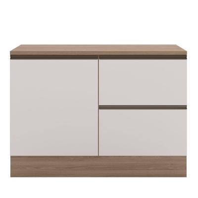 Balcão Para Cozinha 120cm Flex 1 Porta 3 Gavetas Com Tampo E Porta Talher Etna Carvalho Oak/off White - Poliman