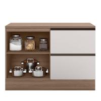 Balcão Para Cozinha 120cm Flex 1 Porta 3 Gavetas Com Tampo E Porta Talher Etna Carvalho Oak/off White - Poliman