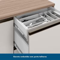 Balcão Para Cozinha 120cm Flex 1 Porta 3 Gavetas Com Tampo E Porta Talher Etna Carvalho Oak/off White - Poliman - 5