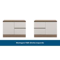 Balcão Para Cozinha 120cm Flex 1 Porta 3 Gavetas Com Tampo E Porta Talher Etna Carvalho Oak/off White - Poliman - 6