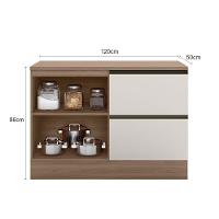 Balcão Para Cozinha 120cm Flex 1 Porta 3 Gavetas Com Tampo E Porta Talher Etna Carvalho Oak/off White - Poliman - 7