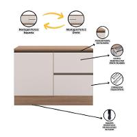 Balcão Para Cozinha 120cm Flex 1 Porta 3 Gavetas Com Tampo E Porta Talher Etna Carvalho Oak/off White - Poliman - 8