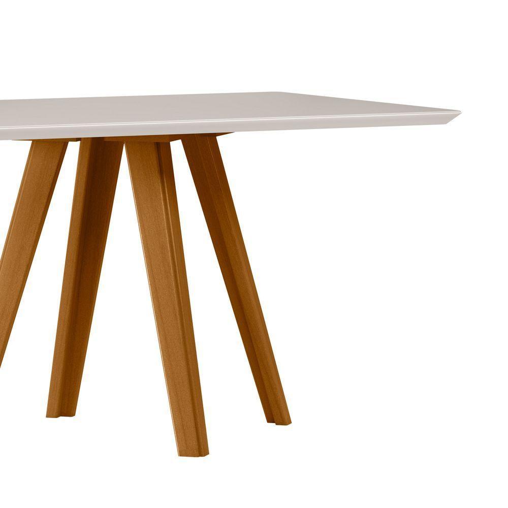 Mesa De Jantar Para 4 Lugares 1,35m Tampo Mdf Com Vidro Mariah Ypê/off White - New Ceval - 2