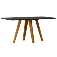 Mesa De Jantar Para 6 Lugares 1,60m Tampo Mdf Com Vidro Mariah Ypê/preto - New Ceval - 1