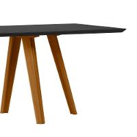 Mesa De Jantar Para 6 Lugares 1,60m Tampo Mdf Com Vidro Mariah Ypê/preto - New Ceval - 2