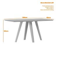 Mesa De Jantar Para 6 Lugares 1,60m Tampo Mdf Com Vidro Mariah Ypê/preto - New Ceval - 3