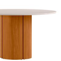 Mesa De Jantar Redonda Para 6 Lugares 135cm Tampo Mdf Com Vidro Serena Ypê/off White - New Ceval - 2