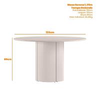 Mesa De Jantar Redonda Para 6 Lugares 135cm Tampo Mdf Com Vidro Serena Ypê/off White - New Ceval - 3