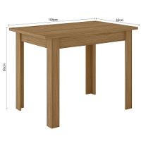 Mesa De Jantar 4 Lugares Tampo 108cm Sem Vidro Bellagio Carvalho - Poliman - 4