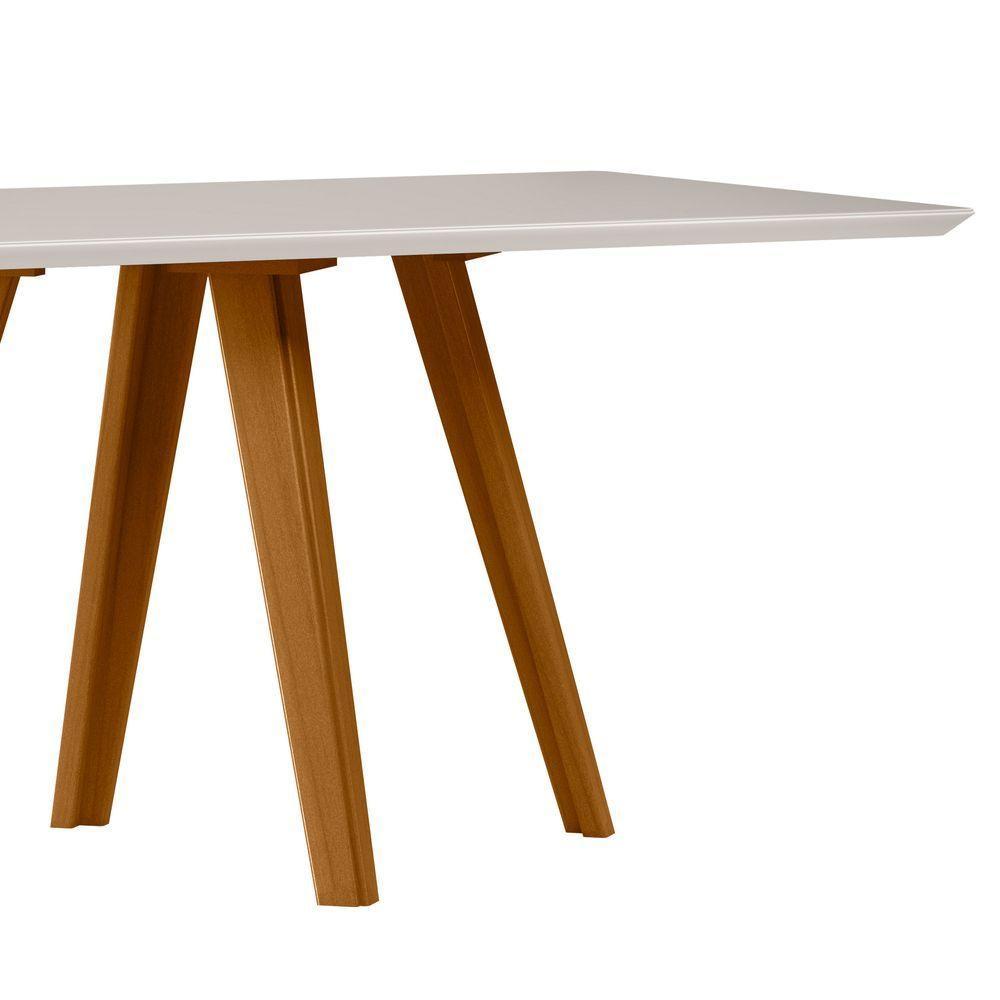 Mesa De Jantar Para 6 Lugares 1,60m Tampo Mdf Com Vidro Mariah Ypê/off White - New Ceval - 2