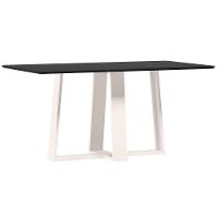 Mesa De Jantar Para 6 Lugares 1,60m Tampo Mdf Com Vidro Rubi Off White/preto - New Ceval - 1
