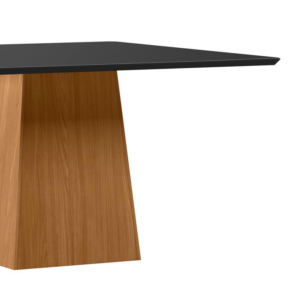 Mesa De Jantar Para 6 Lugares 1,35m Quadrada Tampo Mdf Com Vidro Barbara Ypê/preto - New Ceval - 2