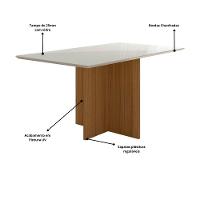 Conjunto Sala De Jantar Mesa Retangular 160cm Com Vidro Helo E 6 Cadeiras Linea Carvalho/off White - Poliman