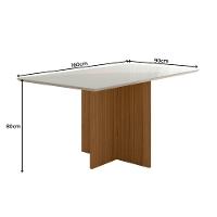 Conjunto Sala De Jantar Mesa Retangular 160cm Com Vidro Helo E 6 Cadeiras Linea Carvalho/off White - Poliman - 5
