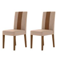 Conjunto Sala De Jantar Mesa Retangular 160cm Com Vidro Helo E 6 Cadeiras Linea Carvalho/off White - Poliman - 9