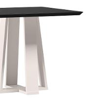 Mesa De Jantar Para 4 Lugares 90cm Tampo Quadrado Com Vidro Rubi Off White/preto - New Ceval - 2