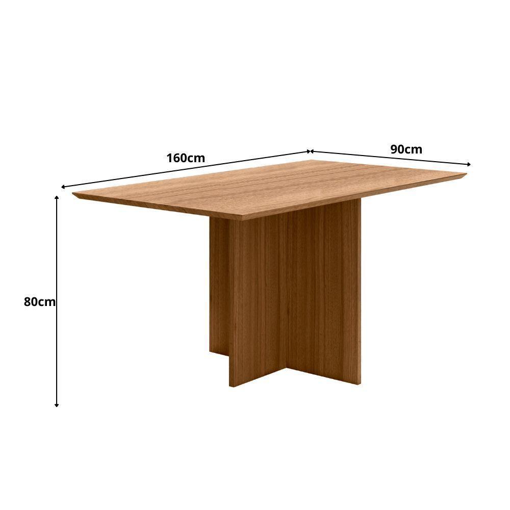 Mesa De Jantar Retangular 6 Lugares 160cm Tampo Chanfrado Sem Vidro Helô Carvalho - Poliman - 3