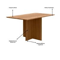 Mesa De Jantar Retangular 6 Lugares 160cm Tampo Chanfrado Sem Vidro Helô Carvalho - Poliman - 2
