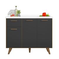 Balcão De Cozinha 3 Portas 1 Gaveta 105cm Sem Tampo Olinda Freijó Uv/grafite Acetinado - Poliman - 2