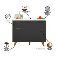 Balcão De Cozinha 3 Portas 1 Gaveta 105cm Sem Tampo Olinda Freijó Uv/grafite Acetinado - Poliman