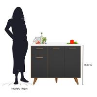Balcão De Cozinha 3 Portas 1 Gaveta 105cm Sem Tampo Olinda Freijó Uv/grafite Acetinado - Poliman - 5