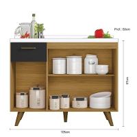 Balcão De Cozinha 3 Portas 1 Gaveta 105cm Sem Tampo Olinda Freijó Uv/grafite Acetinado - Poliman - 6