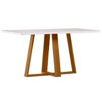 Conjunto Sala De Jantar Mesa 1,60m Com 6 Cadeiras Lectus Ypê/off White/ja02 - New Ceval - 3