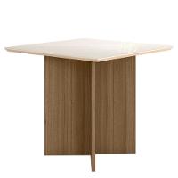 Mesa De Jantar Quadrada 4 Lugares 90cm Tampo Chanfrado Com Vidro Helô Carvalho/off White - Poliman - 1