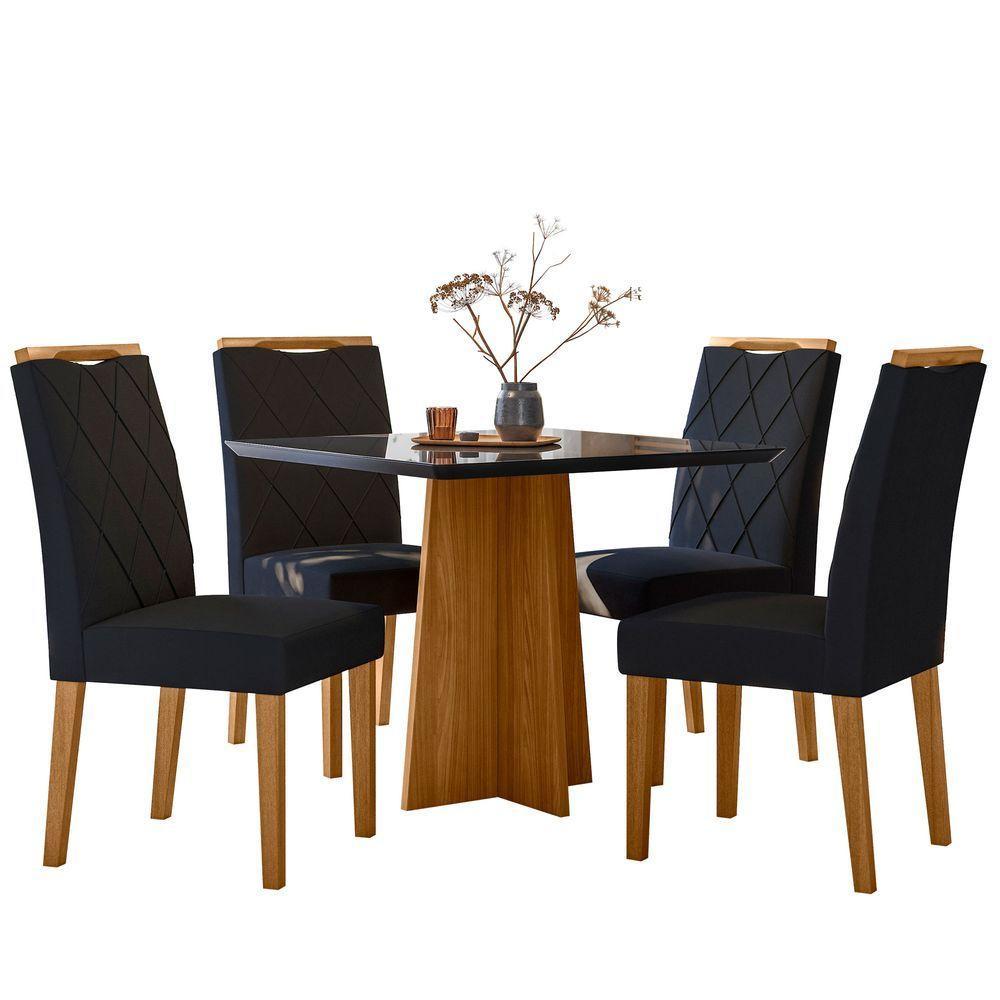 Conjunto Sala De Jantar Mesa Anitta 90cm Com 4 Cadeiras Mariah Ypê/preto/ja03 - New Ceval - 2