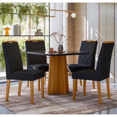 Conjunto Sala De Jantar Mesa Anitta 90cm Com 4 Cadeiras Mariah Ypê/preto/ja03 - New Ceval