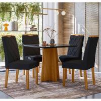 Conjunto Sala De Jantar Mesa Anitta 90cm Com 4 Cadeiras Mariah Ypê/preto/ja03 - New Ceval - 1
