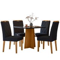 Conjunto Sala De Jantar Mesa Anitta 90cm Com 4 Cadeiras Mariah Ypê/preto/ja03 - New Ceval - 2