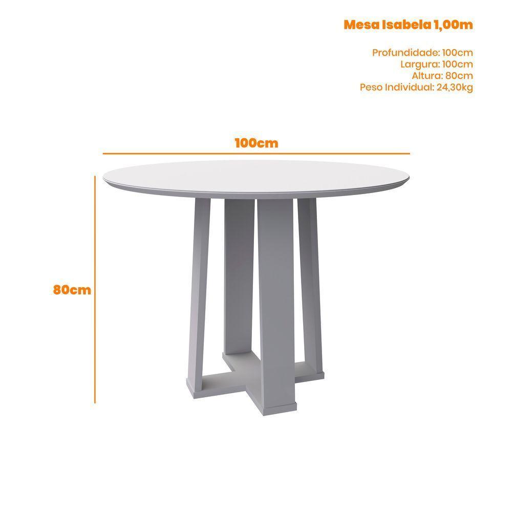 Conjunto Sala De Jantar Mesa Isabela 1,00m Com 4 Cadeiras Amanda Ypê/off White/ja03 - New Ceval  - 5