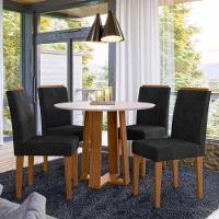 Conjunto Sala De Jantar Mesa Isabela 1,00m Com 4 Cadeiras Amanda Ypê/off White/ja03 - New Ceval  - 1