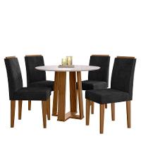 Conjunto Sala De Jantar Mesa Isabela 1,00m Com 4 Cadeiras Amanda Ypê/off White/ja03 - New Ceval  - 2