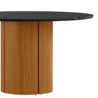 Mesa De Jantar Redonda Para 6 Lugares 135cm Tampo Mdf Com Vidro Serena Ypê/preto - New Ceval - 2