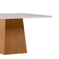 Mesa De Jantar Para 6 Lugares 1,35m Quadrada Tampo Mdf Com Vidro Barbara Ypê/off White - New Ceval - 2