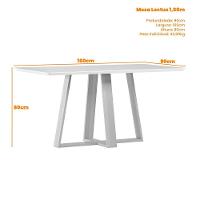 Conjunto Sala De Jantar Mesa 1,60m Com 6 Cadeiras Lectus Ypê/off White/ln04 - New Ceval  - 5