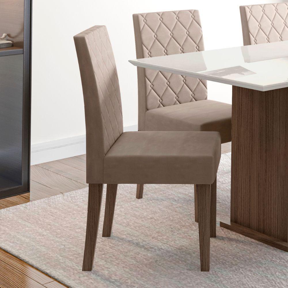 Conjunto Sala De Jantar Mesa Retangular Kate Com Vidro 120cm E 4 Cadeiras Jade Amêndoa/off White - Poliman - 10