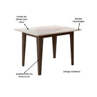 Conjunto Sala De Jantar Mesa Retangular Kate Com Vidro 120cm E 4 Cadeiras Jade Amêndoa/off White - Poliman