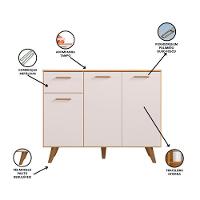 Balcão De Cozinha Com Tampo 1,05cm 3 Portas E 1 Gaveta Freijó Uv/off Acetinado Olinda - Poliman