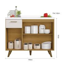 Balcão De Cozinha Com Tampo 1,05cm 3 Portas E 1 Gaveta Freijó Uv/off Acetinado Olinda - Poliman - 6