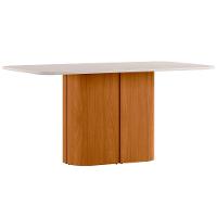 Mesa De Jantar Para 6 Lugares 160cm Tampo Mdf Com Vidro Serena Ypê/off White - New Ceval - 1