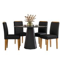 Conjunto Sala De Jantar Mesa Isis 1,17m Com 4 Cadeiras Ana Preto/ypêja03 - New Ceval  - 2