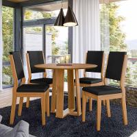 Conjunto Sala De Jantar Mesa Isabela 1,00m Tampo Em Mdf Com 4 Cadeiras Carol Ypê/ja03 - New Ceval  - 1
