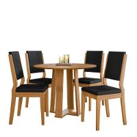Conjunto Sala De Jantar Mesa Isabela 1,00m Tampo Em Mdf Com 4 Cadeiras Carol Ypê/ja03 - New Ceval  - 2