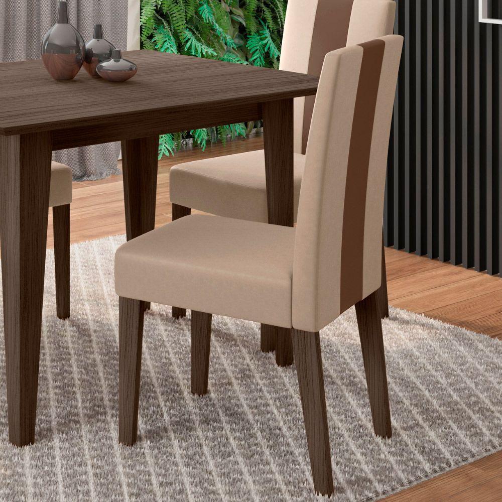 Conjunto Sala De Jantar Mesa Retangular Kate Com Vidro 120cm E 4 Cadeiras Linea Amêndoa/off White - Poliman - 9