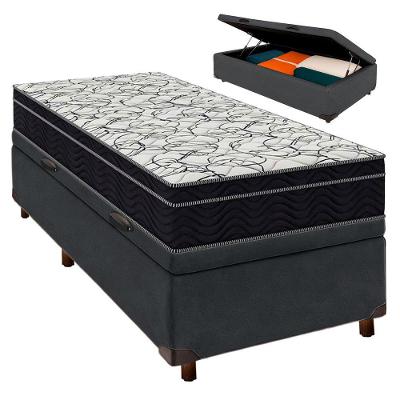 Cama Box Bau Perola + Colchão Solteiro Airtech 150 Ortobom