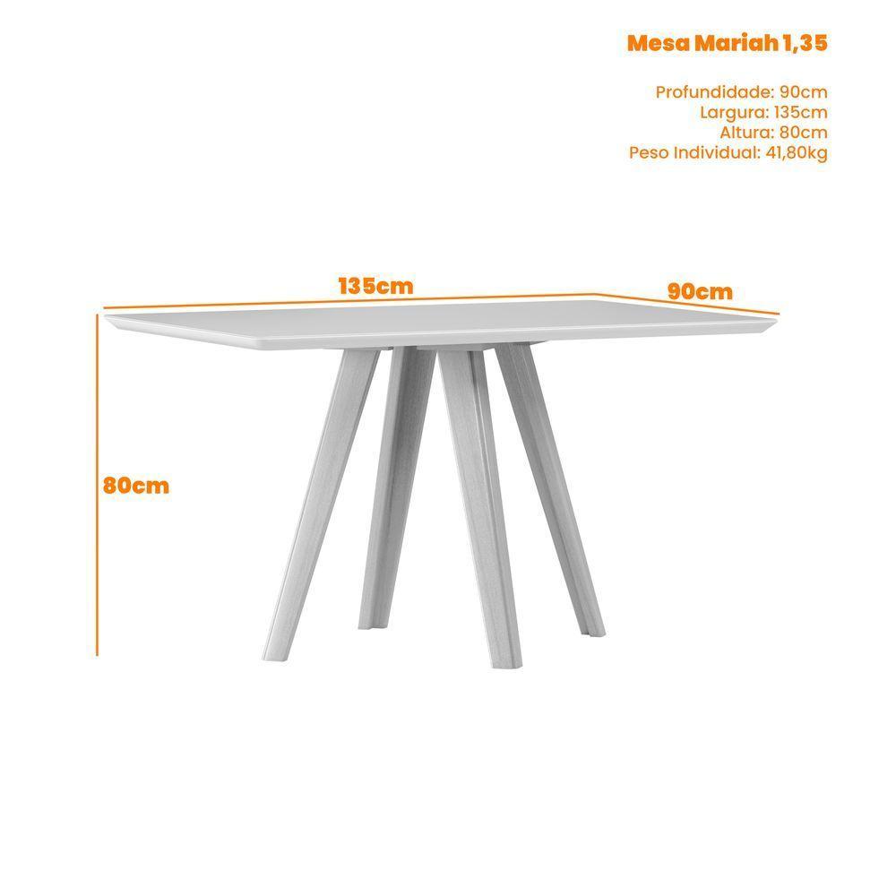 Mesa De Jantar Para 4 Lugares 1,35 Tampo Mdf Com Vidro Mariah Ypê/preto - New Ceval - 3